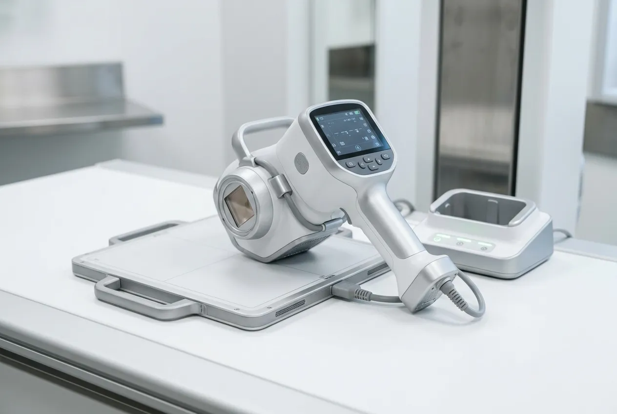 Clean, modern portable digital X-ray equipment demonstrating professional hygiene standards